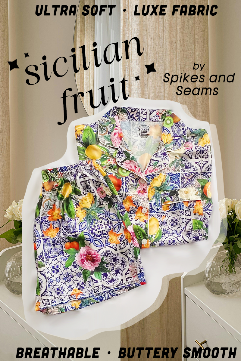 Sicilian Fruit Custom Satin Pajamas