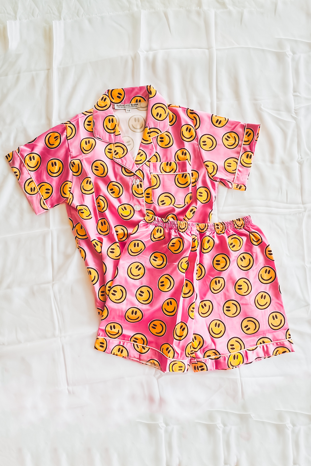 Children's Pink Smiley Pajama Shorts Set