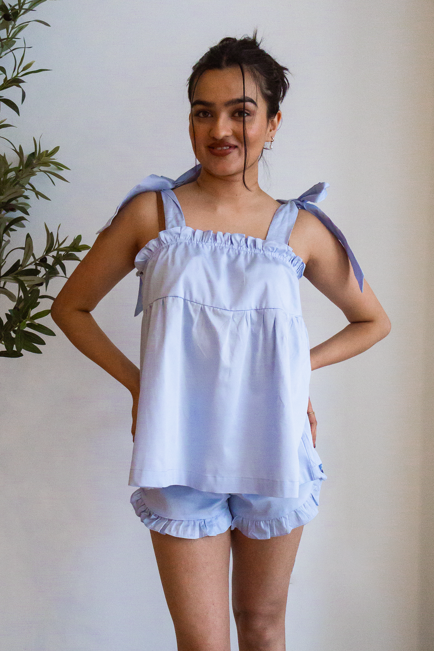 Bow Knot Pajamas - Light Blue