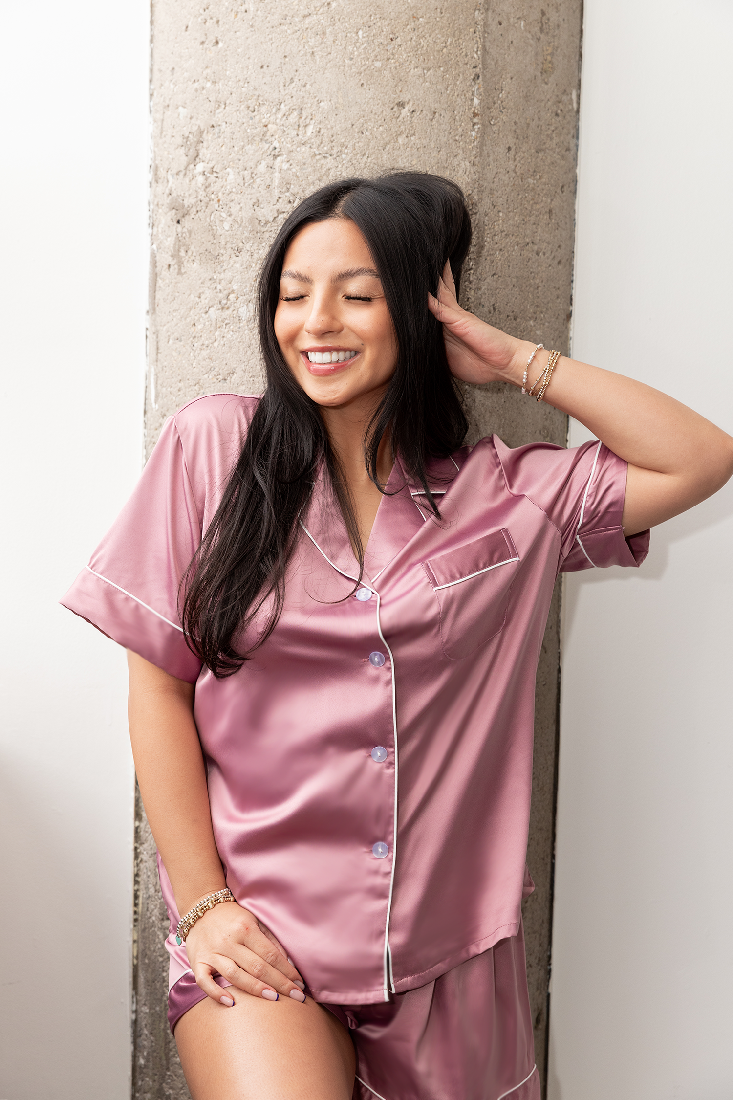 Light Purple Satin Pajamas Shorts Set