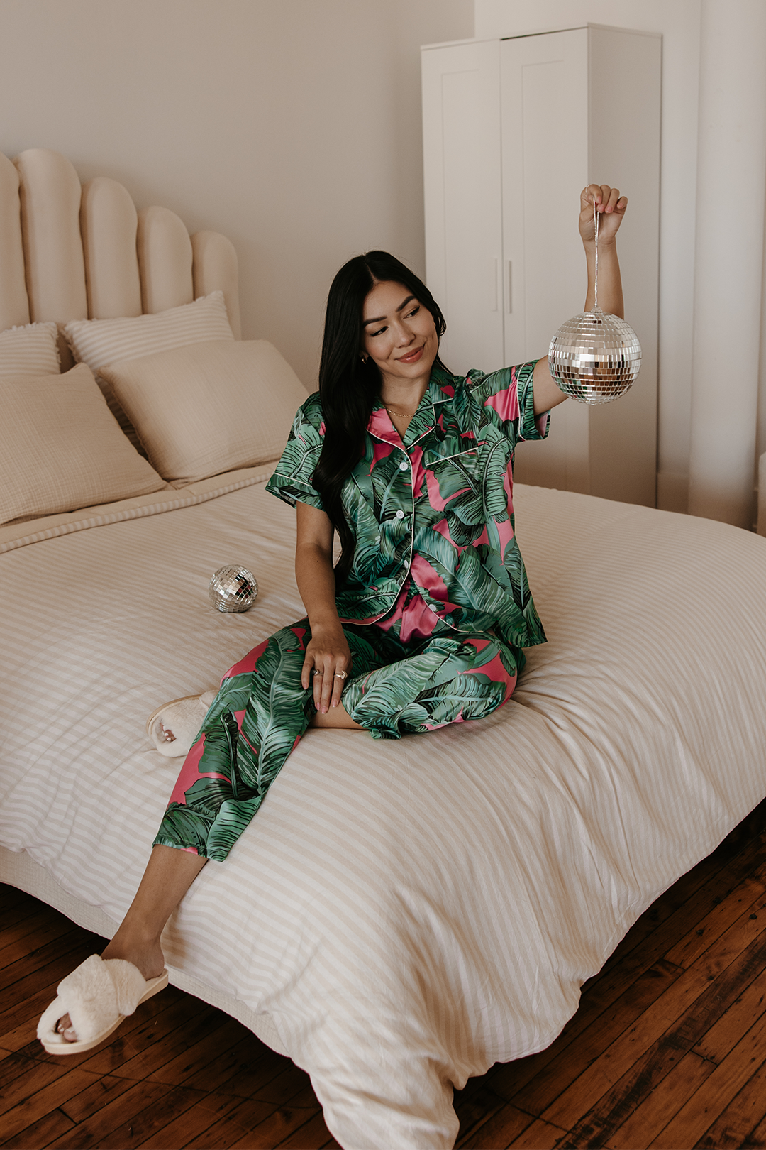 Custom Pink Banana Leaf Pajamas Pants set