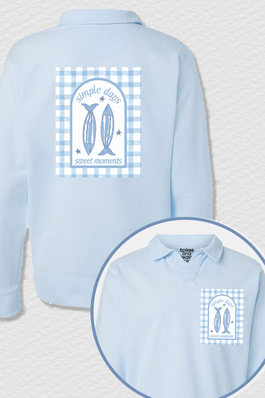 Simple Days Sardines Long Sleeve Collar Sweatshirt