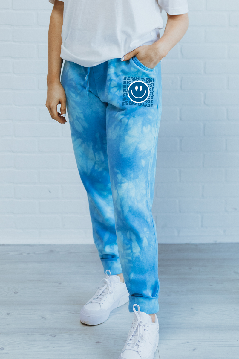 Custom Tie Dye Blue sweatpants Spikes and Seams