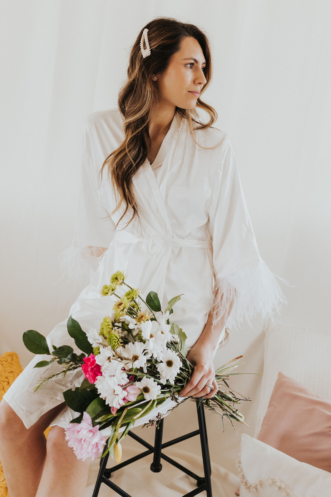 White Ostrich Feather Robe