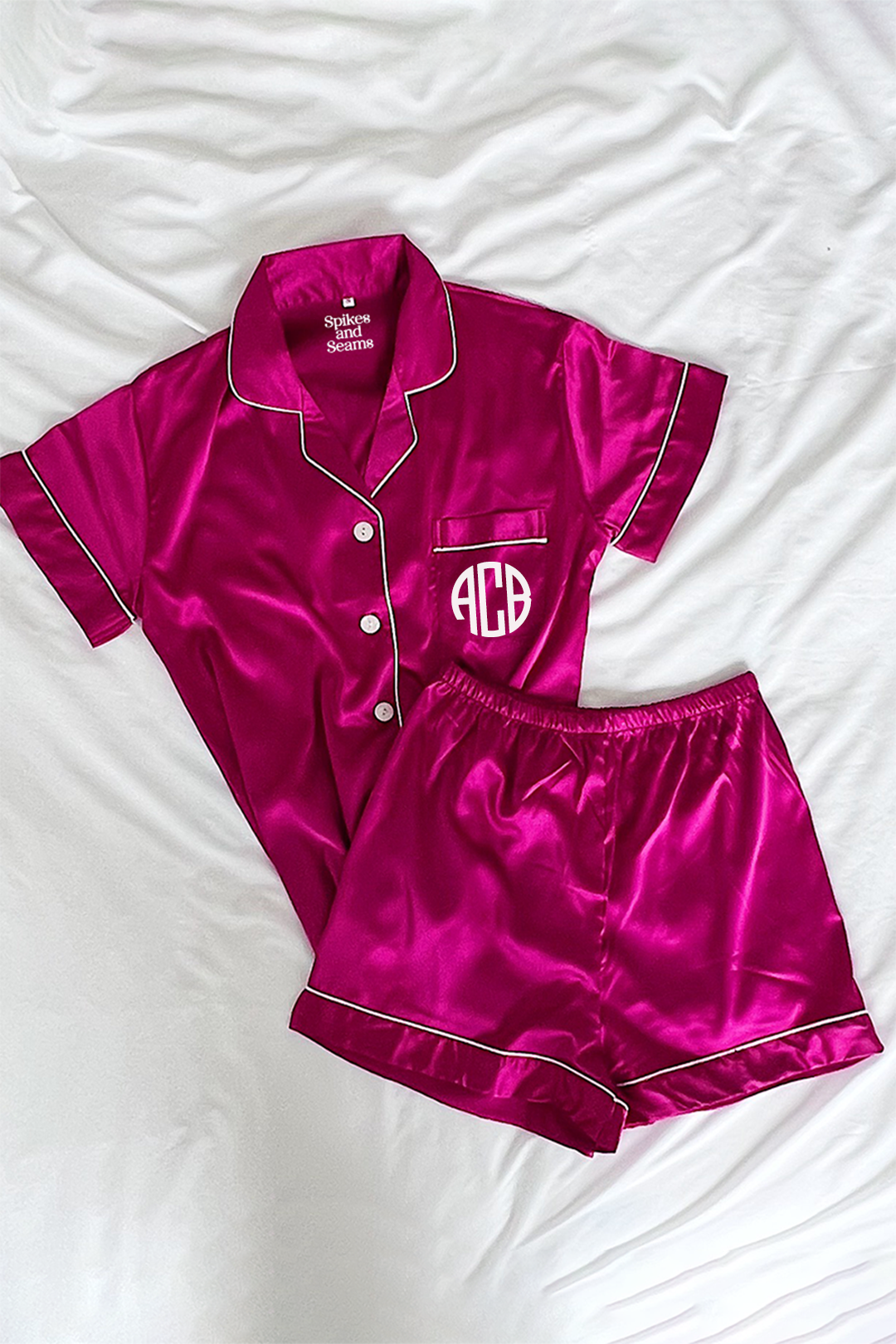 Pink Berry Satin Pajamas Shorts Set