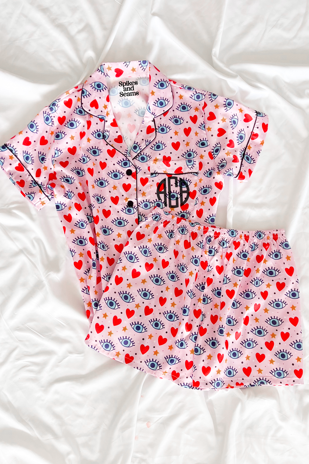 Pink Eyes Custom Satin Pajamas