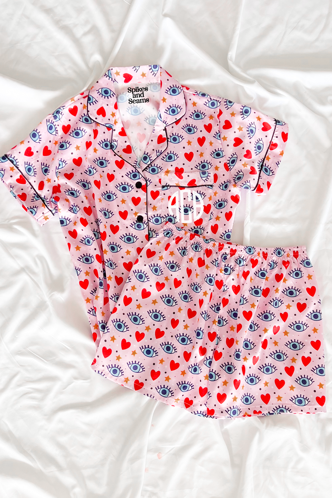 Pink Eyes Custom Satin Pajamas