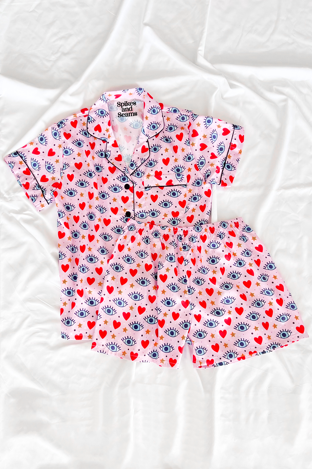 Pink Eyes Custom Satin Pajamas