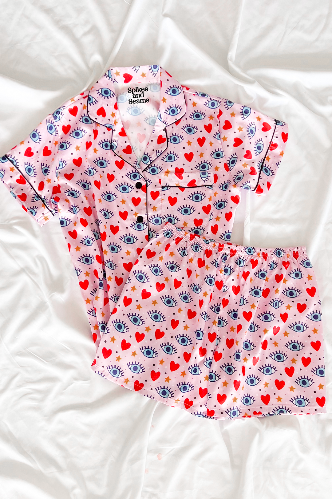 Pink Eyes Custom Satin Pajamas