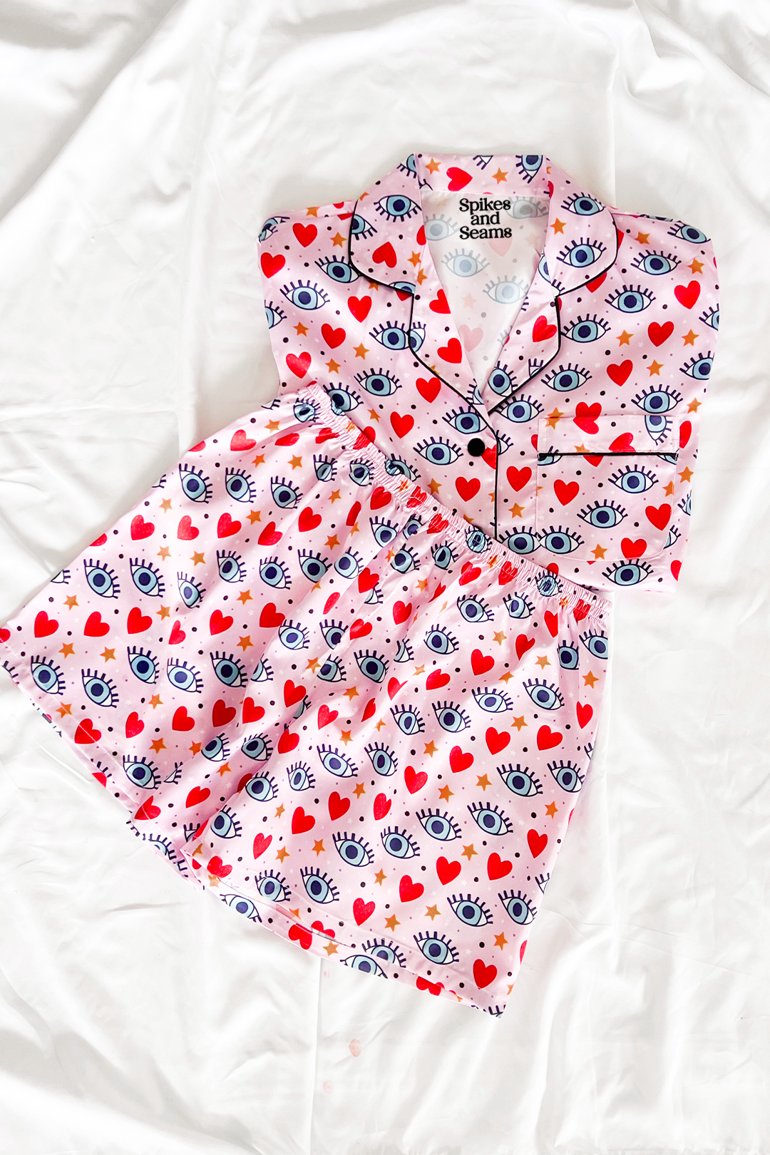 Pink Eyes Custom Satin Pajamas