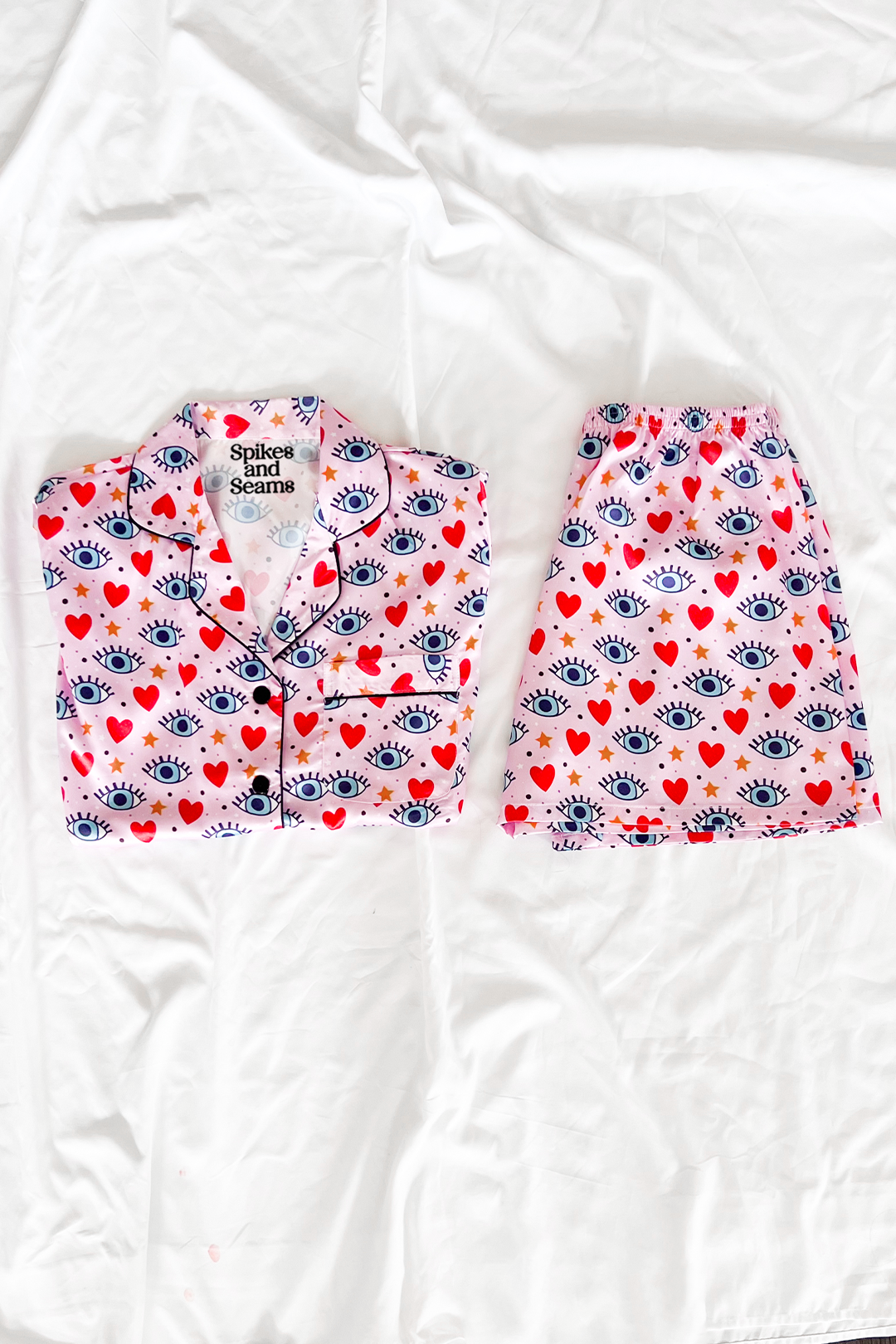 Pink Eyes Custom Satin Pajamas