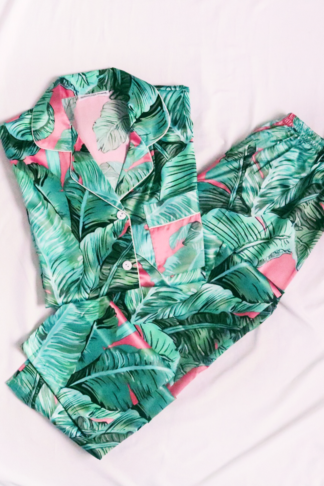 Custom Pink Banana Leaf Pajamas Pants set