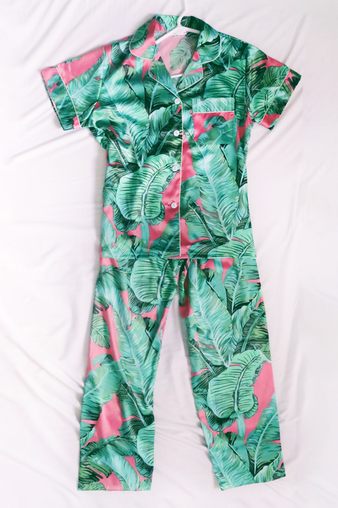 Custom Pink Banana Leaf Pajamas Pants set
