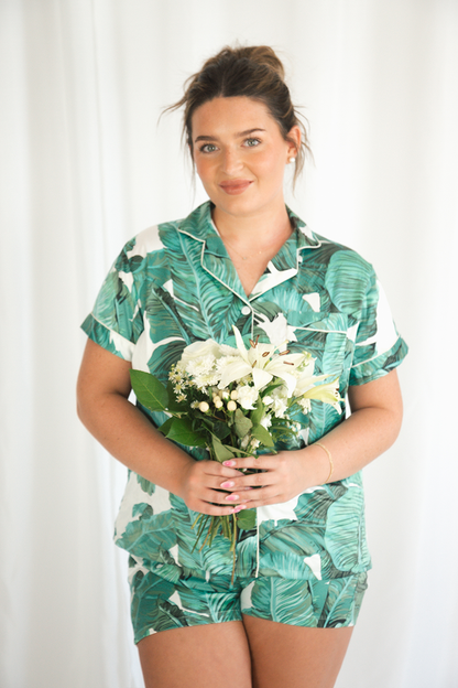 Women's Green Banana Leaf Pajamas