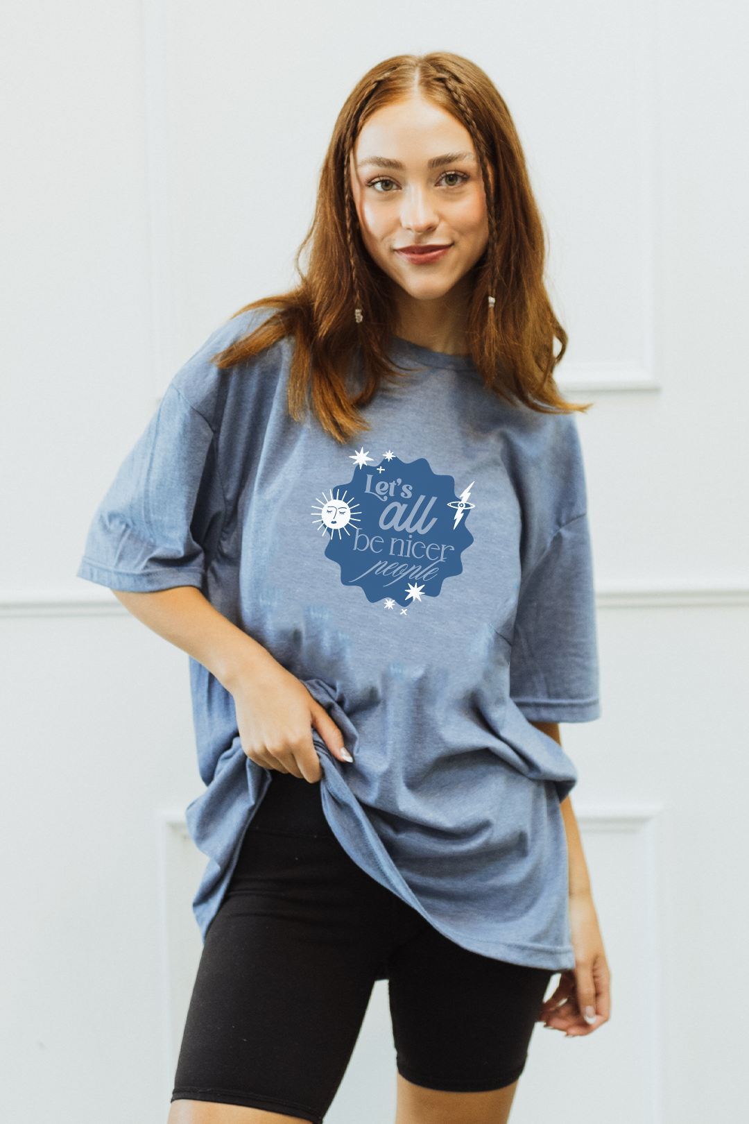 Let's All Be Nicer tee - Indigo