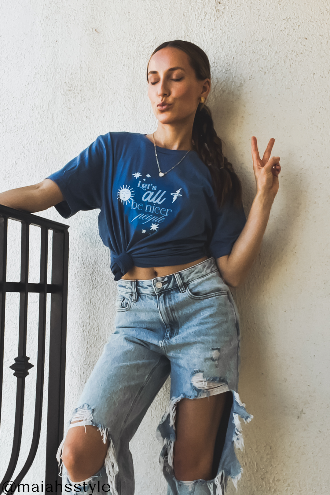 Let's All Be Nicer tee - Indigo
