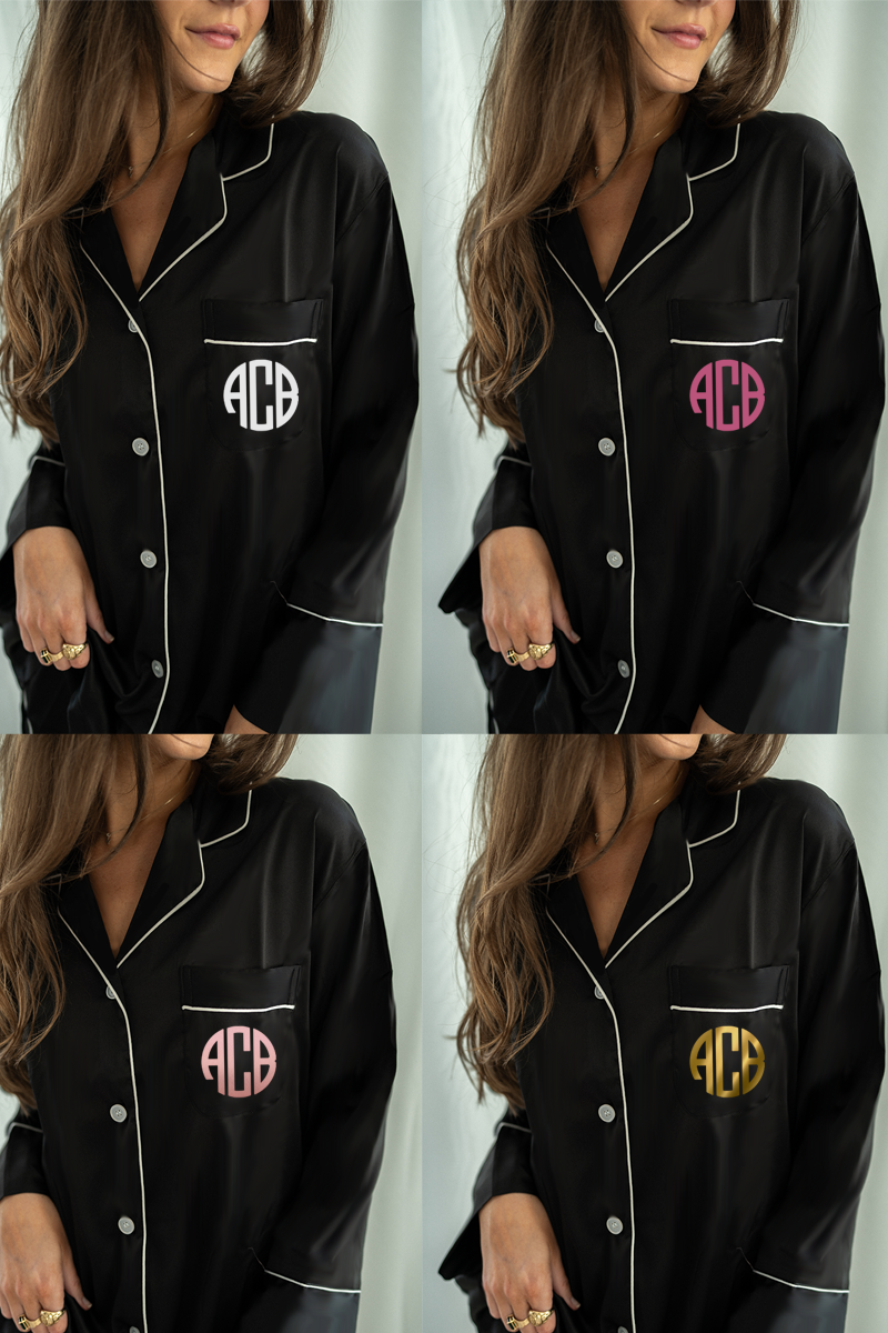 Black Corded MERRY Graphic Long Sleeve Top and Shorts Set