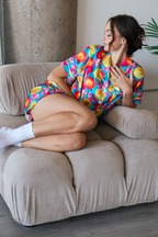 Blue Floral Satin Pajamas