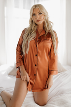 Burnt Orange Satin Sleep Shirt