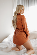 Burnt Orange Satin Sleep Shirt