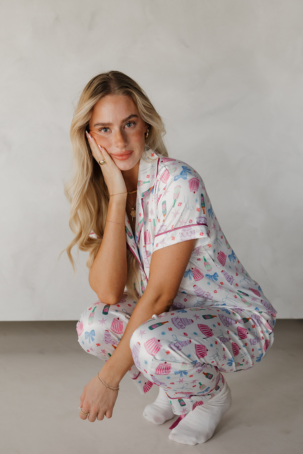 Celebrations Satin Pajamas Pants Set with Ribbon tie