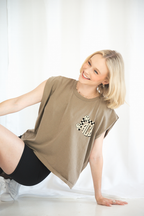 Custom Checkered Monogram Muscle Tank - Faded Brown