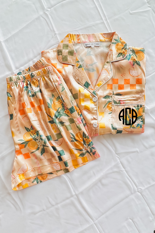 Checkered Picnic Custom Satin Pajamas