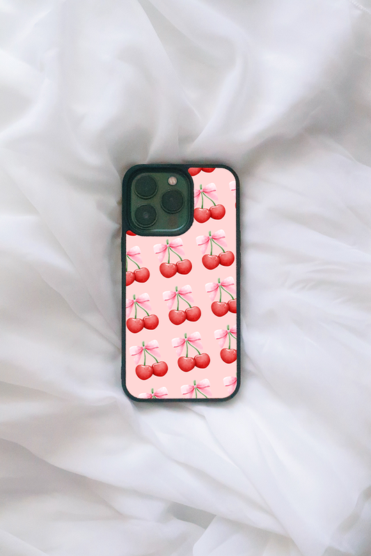 Pink Cherry Bow iPhone Case
