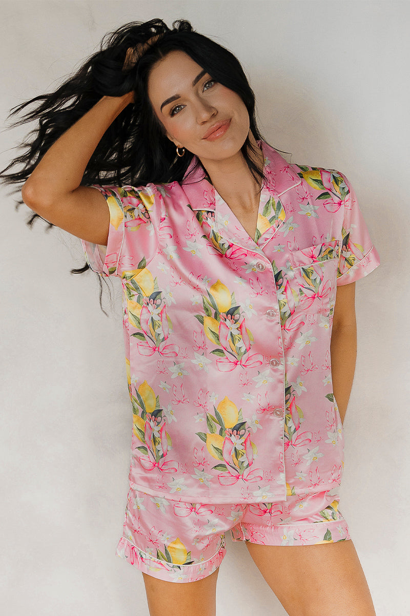 Citrine Coquette Satin Pajamas