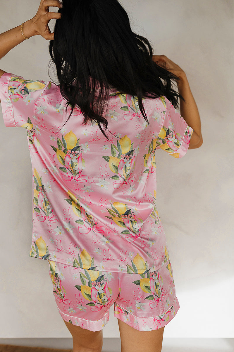 Citrine Coquette Satin Pajamas