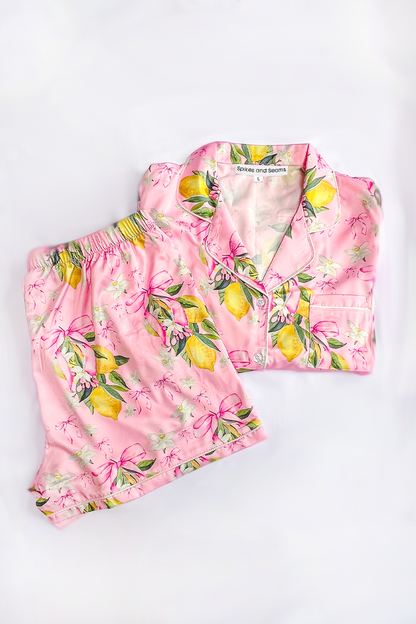 Citrine Coquette Satin Pajamas