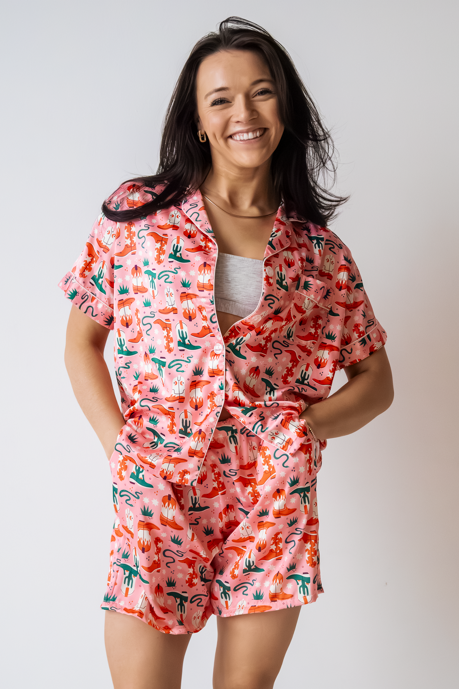 Cowboy Boots Satin Pajamas