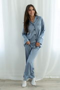 Baby Blue Satin Pajama Pants Set