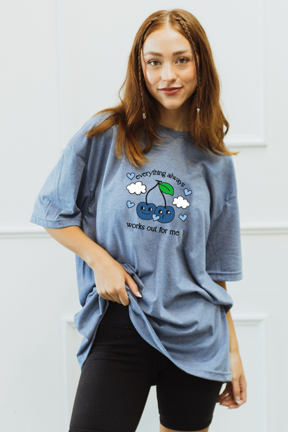 Everything Always Works Out for Me tee - Indigo