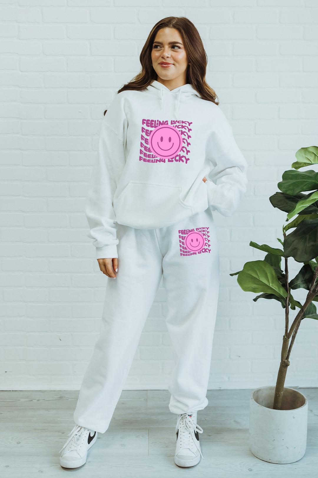 Pink Feeling Lucky Smiley matching set