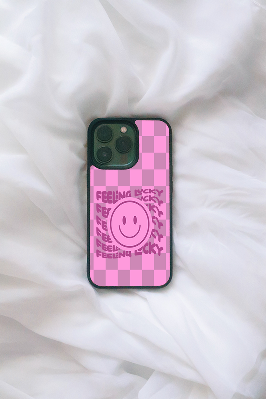 Feeling Lucky Pink Smiley iPhone case