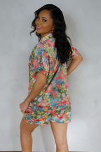 Flowerland Satin Pajamas Shorts Set