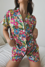 Flowerland Satin Pajamas Shorts Set