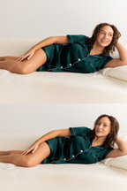 Forest Green Satin Pajamas Shorts Set