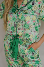 Fun & Games Pickleball Satin Pajamas Pants Set
