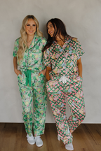 Fun & Games Pickleball Satin Pajamas Pants Set