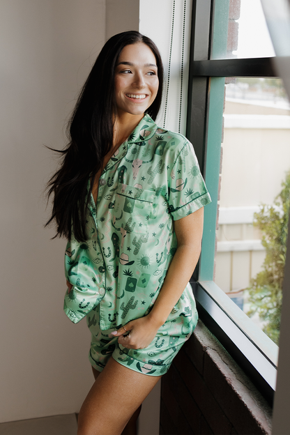 Green Rodeo Satin Pajamas