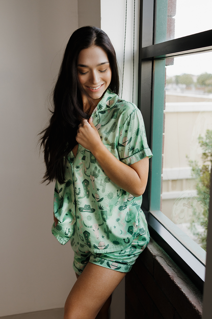 Green Rodeo Satin Pajamas