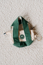 Green Mini Tote Keychain - Smiley Design
