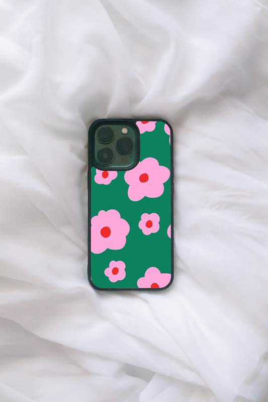 Green and Pink Flowers iPhone case