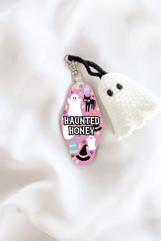 Halloween Keychain with Crochet Ghost Tassel