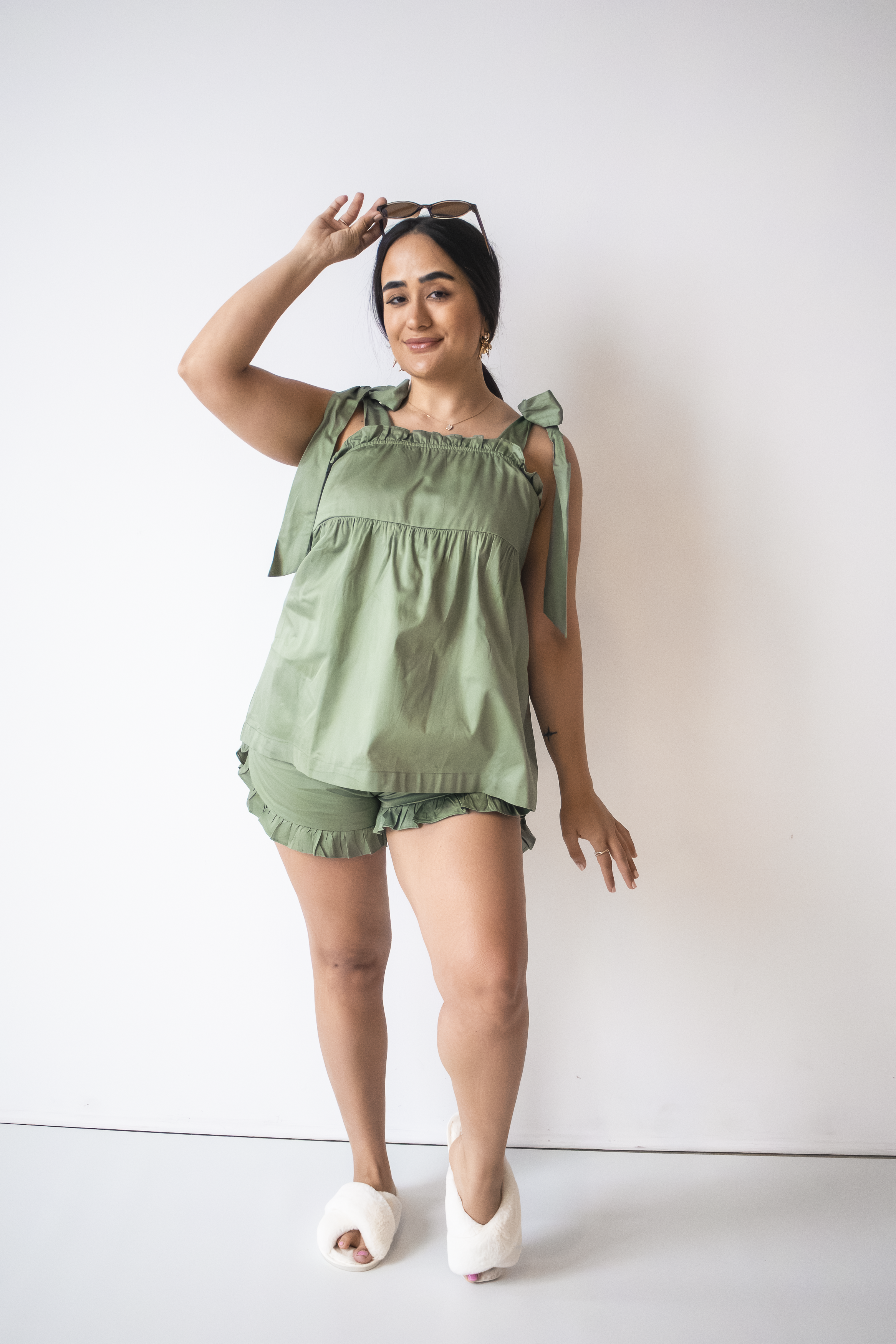 Bow Knot Pajamas - Sage Green