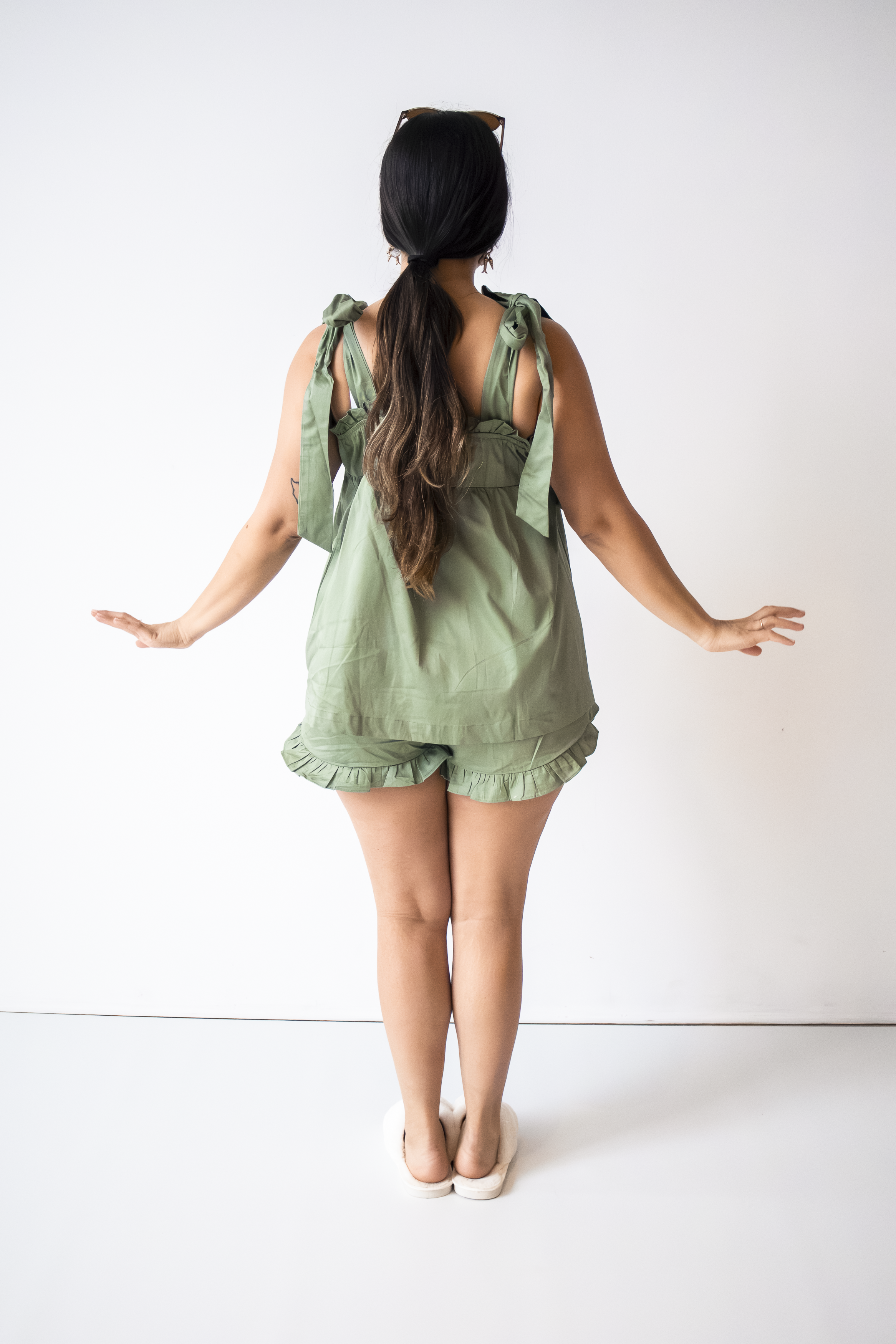 Bow Knot Pajamas - Sage Green