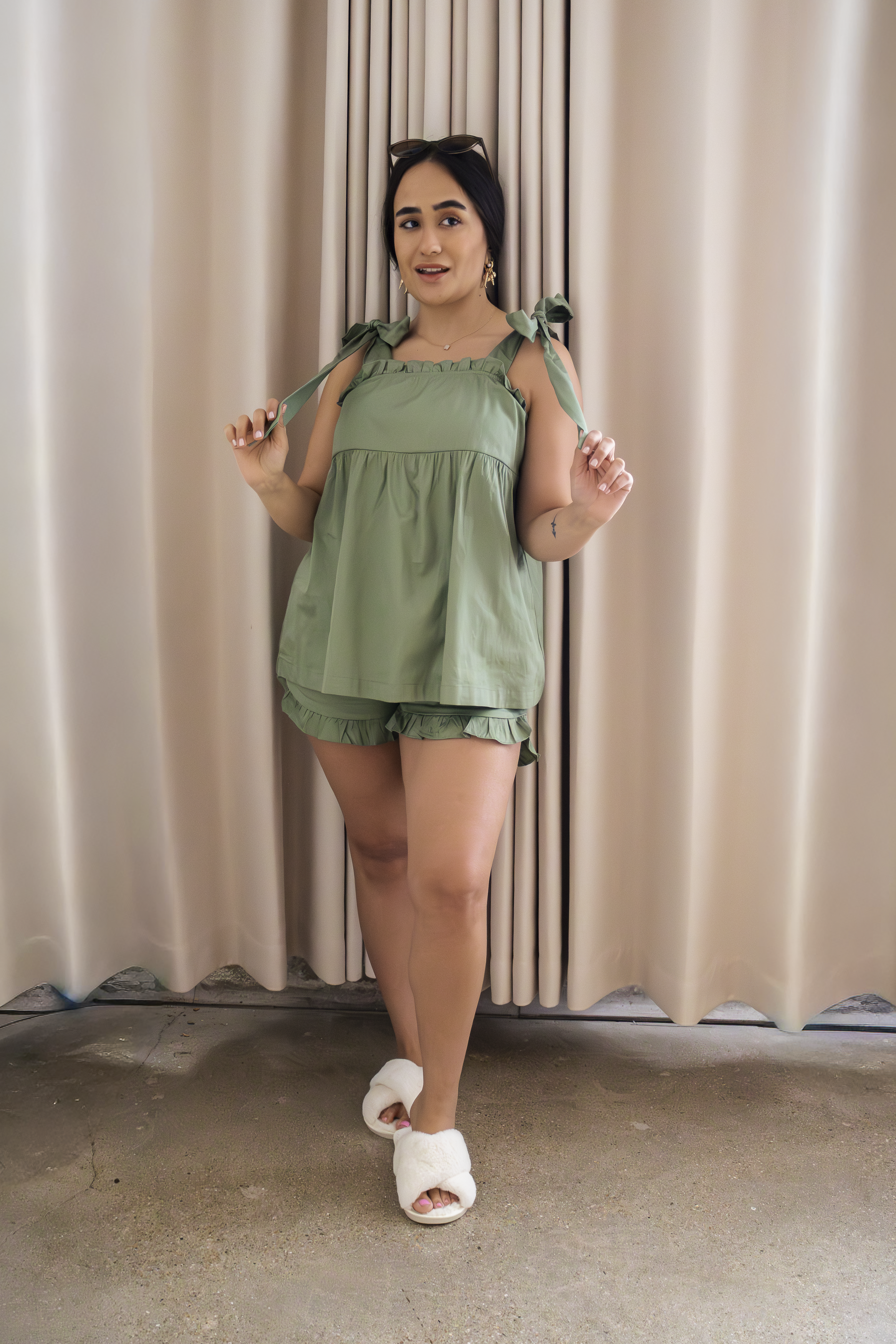 Bow Knot Pajamas - Sage Green