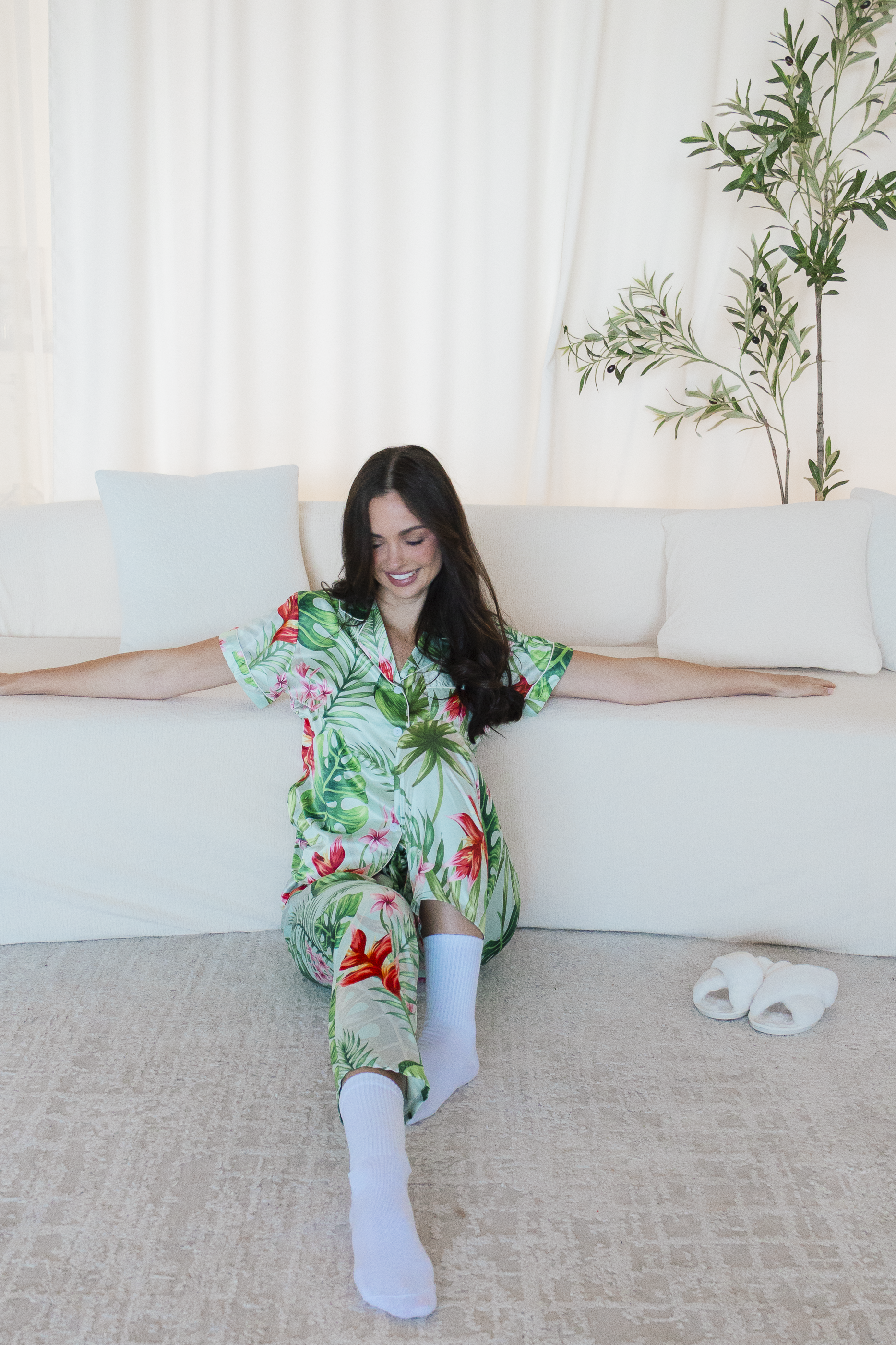 Mint Tropical Pajama Pants set